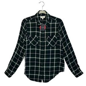 Lucky Brand Split Back Plaid Flannel Shirt NWT Women's S Green Soft Lightweight